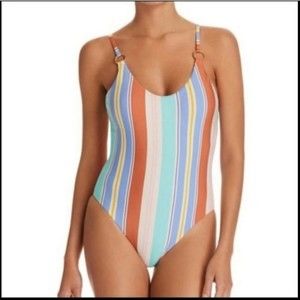 Dolce vita blush striped one piece swimsuit size L. Pastel colors